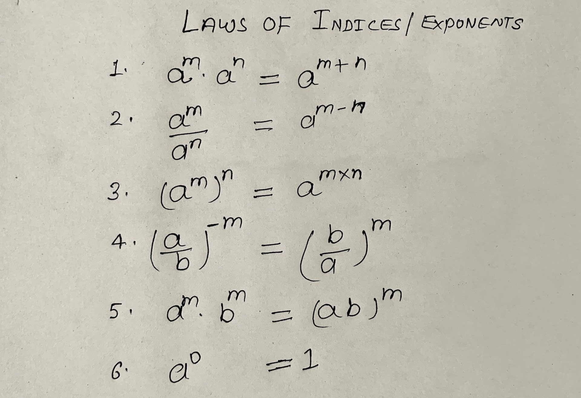 Laws Of Indices Or Exponents With Examples D P CLASSES