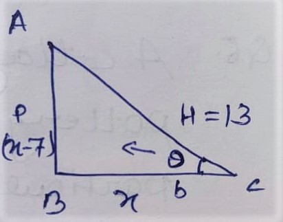 Quadratic equation question no 5 right angle diagram